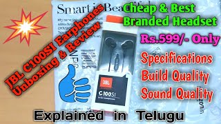 JBL C100SI Earphones Unboxing amp Review in Telugu  Specifications amp Sound Quality Checking [upl. by Jack]