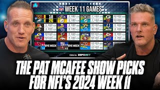 The Pat McAfee Show Picks amp Predicts Every Game For NFLs 2024 Week 11 Weekend [upl. by Ahsykal]