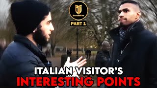 P1Muslim Educates Italian Visitor And Clears His Confusion  Muhammed Ali  Speakers Corner [upl. by Anaya937]