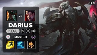 Darius vs GangPlank Top  KR Master  Patch 149 Season 14 [upl. by Esilanna]