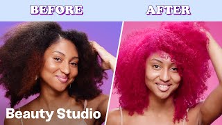 Dying Natural 4C Hair Neon Pink  Beauty Studio [upl. by Necila730]