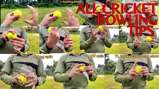 top 11 cricket bowling tips with tennis ball  air swing spin or fast bowling tips cricket bowling [upl. by Relyks]