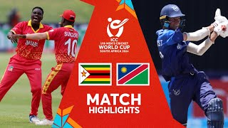 Zimbabwe v Namibia  Match Highlights  U19 CWC 2024 [upl. by Myles450]