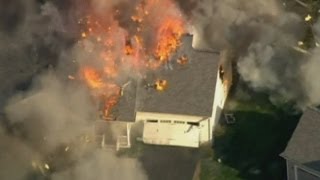 Violent explosion Fire causes house to explode in New Hampshire [upl. by Ahsiel]