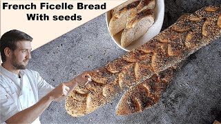 Homemade French Ficelles Bread with a mix of Seeds [upl. by Arikehs]