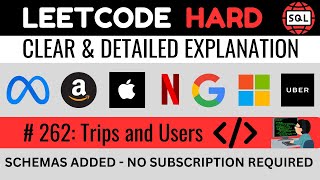 Leetcode HARD 262  Trips and Users JOINs CASE WHEN GROUP SQL  Explained by Everyday Data Science [upl. by Etka176]
