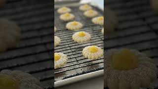 How to Make Fun amp Easy Lemon Daisy Cookies with a Biscuit Press  Delicious Lemon Curd Filling [upl. by Airemat]