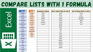 Compare Two Lists and Find Matches amp Differences with 1 Formula  Excel Magic Trick [upl. by Annyahs]