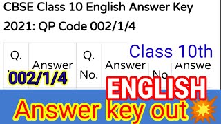 CBSE class 10 English answer key 00214 2021  English answer key 2021 class 10 CBSE Term 1  Solve [upl. by Alikam]