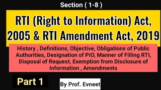 RTI  Right to Information Act 2005  RTI Amendment Act 2019  Part 1  RTI Sections 18 [upl. by Hestia]