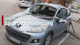 Auto in WelsLichtenegg offenbar mit Böllern gesprengt und dadurch schwer beschädigt [upl. by Siurtemed729]