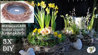 DIY Springdeco Frühlingsdeko twig basket wreath Birkenzweige KranzKorb  bloemschik DekoideenLand [upl. by Gitt242]