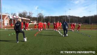 Warmingup technische vaardigheden tijdens FC Twente Voetbalschool 22032015 [upl. by Oek]