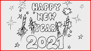 2021 Yeni Yıl Resmi Nasıl Çizilir  Yılbaşı Resmi Çizimi  2021 drawing happy new year Çizim Mektebi [upl. by Dorene]