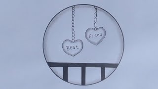 How To Draw Best Friend Hearts In Circle  Best Friend  Pencil Drawing [upl. by Mccollum198]