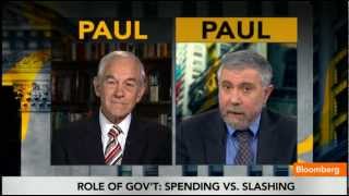 Ron Austrian Paul vs Paul Keynesian Krugman [upl. by Gladine]