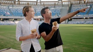 Gino D’Acampo cooks a Meatball Panini at the Diego Maradona Stadium Gino’s Italian Family Adventure [upl. by Asilak]