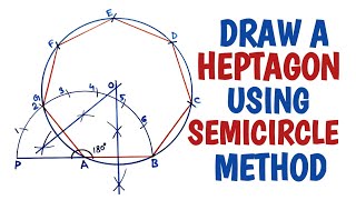 How to construct a heptagon using semicircle method SECOND METHOD [upl. by Eserrehs336]