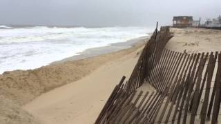 Ortley Beach dune wall holds as noreaster slams Jersey shore [upl. by Nadirehs]