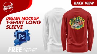 Mockup Tshirt Long Sleeve  Tangan Panjang  TiffPhotoshop  Back  free download [upl. by Maroj958]