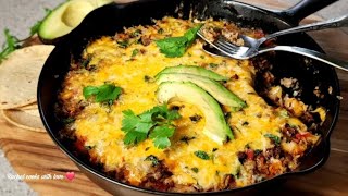 Cheesy Beef and Rice Skillet  One Pan Dish Step by Step ❤️ [upl. by Asylla]