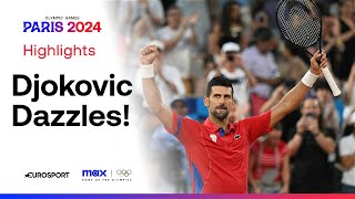 Intense tiebreak set as Novak Djokovic knocks out Stefanos Tsitsipas 🐐  Paris2024 Olympics [upl. by Lyrahs939]