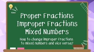 Mathematics  Proper Fractions Improper Fractions and Mixed Numbers [upl. by Tima825]