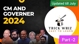 Updated list of Cm and Governors 2024 with tricks  PART2  ssccgl ssc youtubevideo trending [upl. by Emoreg30]