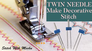 How To Use Twin Or Double Needle In UshaSinger Brother Sewing Machine In Hindi twinneedle [upl. by Adlare]