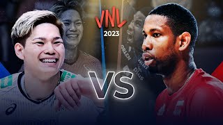 Yuji Nishida vs Wilfredo Leon  Japan vs Poland  Mens VNL 2023 [upl. by Sauer867]