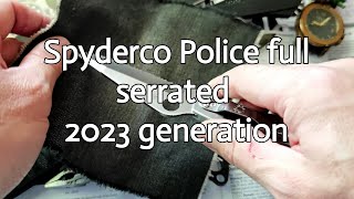 Spyderco Police full serrated 2023 generation Unboxing and testing spydercoknives spydercopolice [upl. by Rebliw]