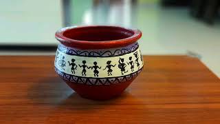 I did Warli Art on Mud Pot II Creative Diaries shorts [upl. by Swinton]