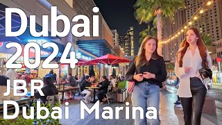 Dubai 4K Amazing JBR Dubai Marina Night Walking Tour 🇦🇪 [upl. by Steffy]