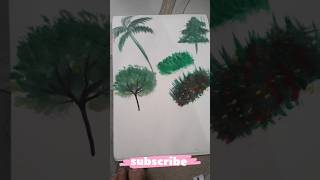 How to paint with fan brush fan brush using tricks fanbrushpainting treeplanting painting art [upl. by Anikes]