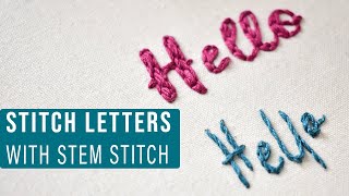 letters and text with stem stitch  easy embroidery tutorial [upl. by Ahsilat]