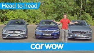 Volvo V90 v BMW 5 Series Touring v Mercedes EClass Estate 2018  Head2Head [upl. by Gord]