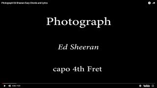 Photograph  Ed Sheeran Easy Chords and Lyrics 4th fret [upl. by Abrams]