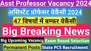 Asst Professor New Vacancy 202447Subjectअसिस्टेंट प्रोफेसर भर्तीPermanent PostState PCS vacancy [upl. by Adamec]