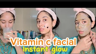 Vitamin c facial at home  facial at home  skin brightening [upl. by Nerte150]