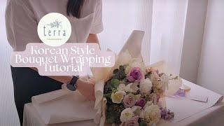 Flowers by Terra  Tutorial How to wrap a Koreanstyle Bouquet 花束包装 bouquet floraldesign [upl. by Ramma40]