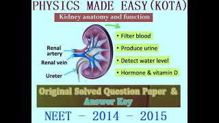 NEET SPECIAL SOLVED PAPER  2014 amp 2015 HORMONES OF HEART amp KIDNEY RESPIRATION KIDNEY ANATOMY 1 [upl. by Ava]