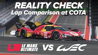 Reality vs Simulation Lap Comparison of Ferrari Hypercar at COTA on Le Mans Ultimate vs FIA WEC [upl. by Dodwell]