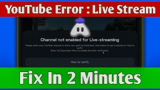 Turnip Channel Not Enable For Live Streaming  Turnip Youtube Error User Is Not Enable To Stream [upl. by Eenwat494]