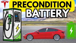 HOW TO PRECONDITION YOUR TESLA BATTERY BEFORE CHARGING FOR FASTER CHARGE [upl. by Htieh326]