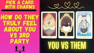 👥️️💘HOW DO THEY TRULY FEEL ABOUT YOU VS 3RD PARTY💞👤🔮CHARMTAROT PICK A CARD🔮 [upl. by Suirradal177]