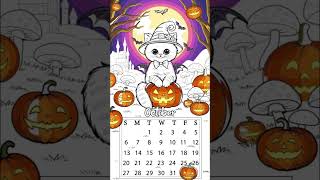 Cat Calendar Halloween colorbynumber colorbynumberapp halloween halloween2024 [upl. by Ronal534]