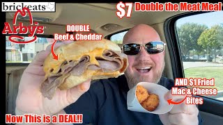 Arbys 7 Double the Meat Meal REVIEW And 1 Mac amp Cheese Bites brickeats [upl. by Sihon]