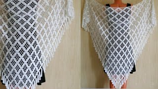 شال كروشيه مثلث جديد وسهلcrochet shawl [upl. by Llerrot]