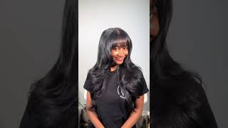 Body wave hair with a bang 💥 literallyreshinehair shorts foryou curlyhair blackgirlmagic [upl. by Atalee810]