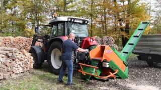 Brennholz sägen und verladen mit dem Sägeautomat SmartCut – POSCH Leibnitz [upl. by Aehc534]